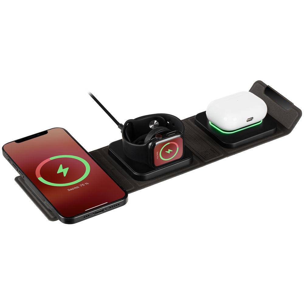 Складная станция беспроводной зарядки triFlex, черная-1