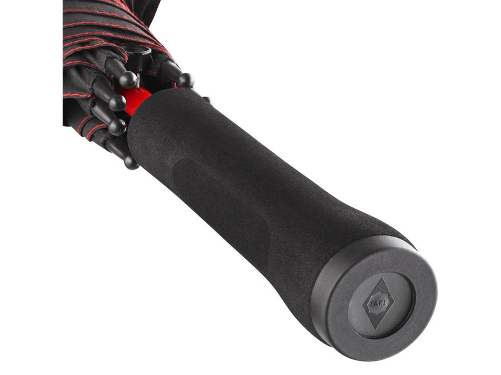 Зонт-трость 1084 Colorline с цветными спицами и куполом из переработанного пластика, черный/красный-3