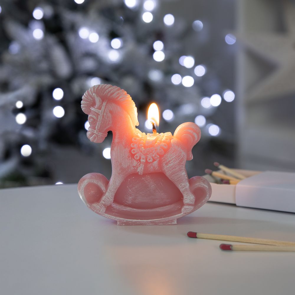 Свеча фигурная «Лошадка-качалка», розовая-2