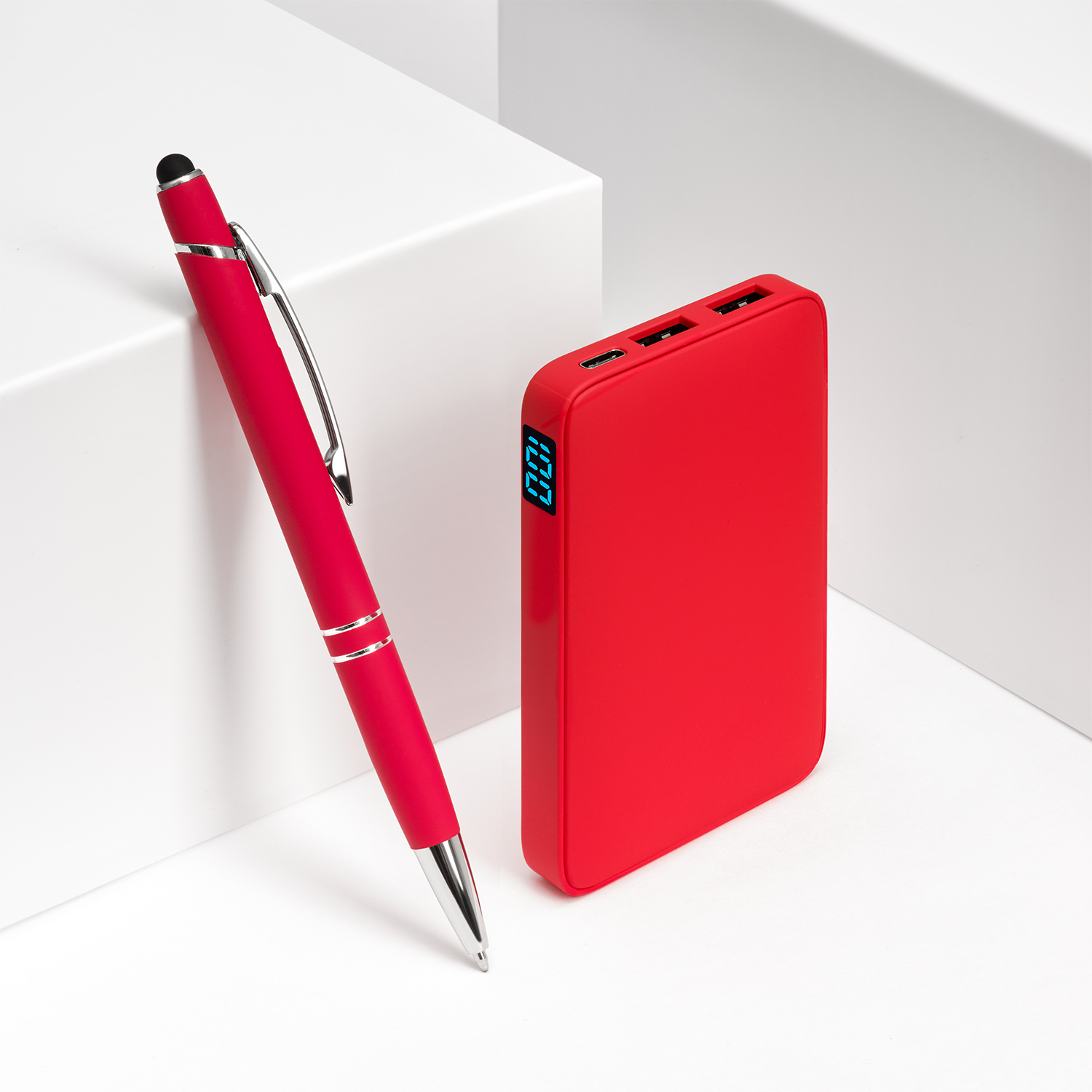 Внешний аккумулятор с подсветкой Анкор (Ancor) 5000 mAh, красный-8