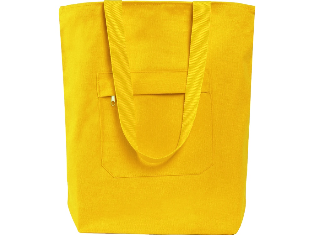 Сумка на молнии Zipper из хлопка 280 г c карманом на молнии спереди, желтый-1