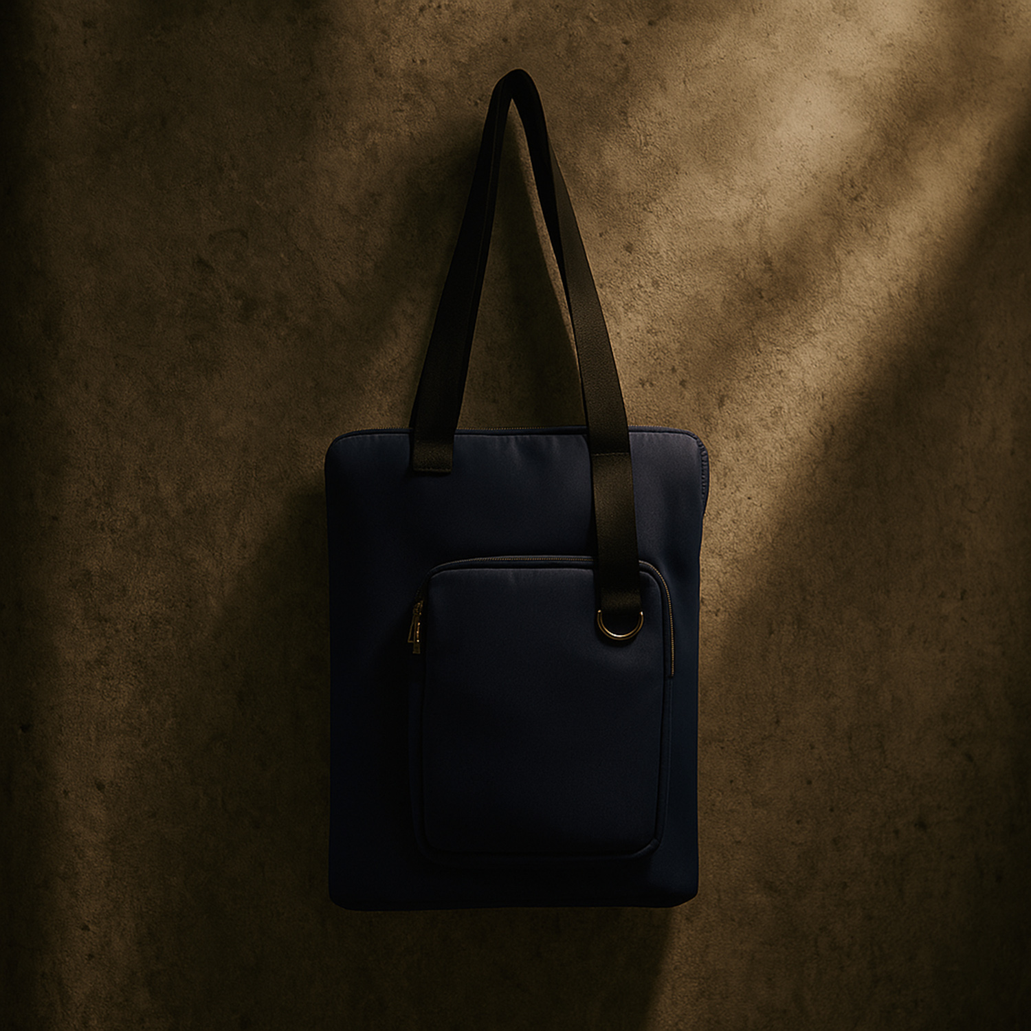 Шоппер Superbag Pocket, с внутренним креплением (карабин) и чехлом для мелочей (темно-синий с черным)-7