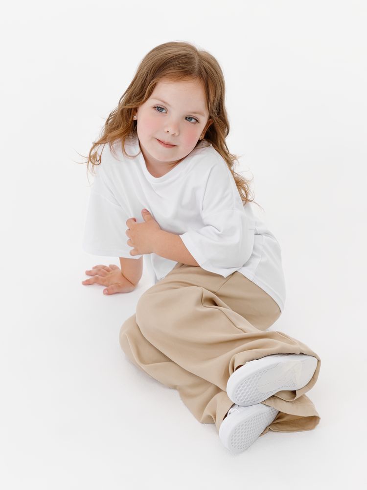 Футболка детская оверсайз Teezer, белая-3