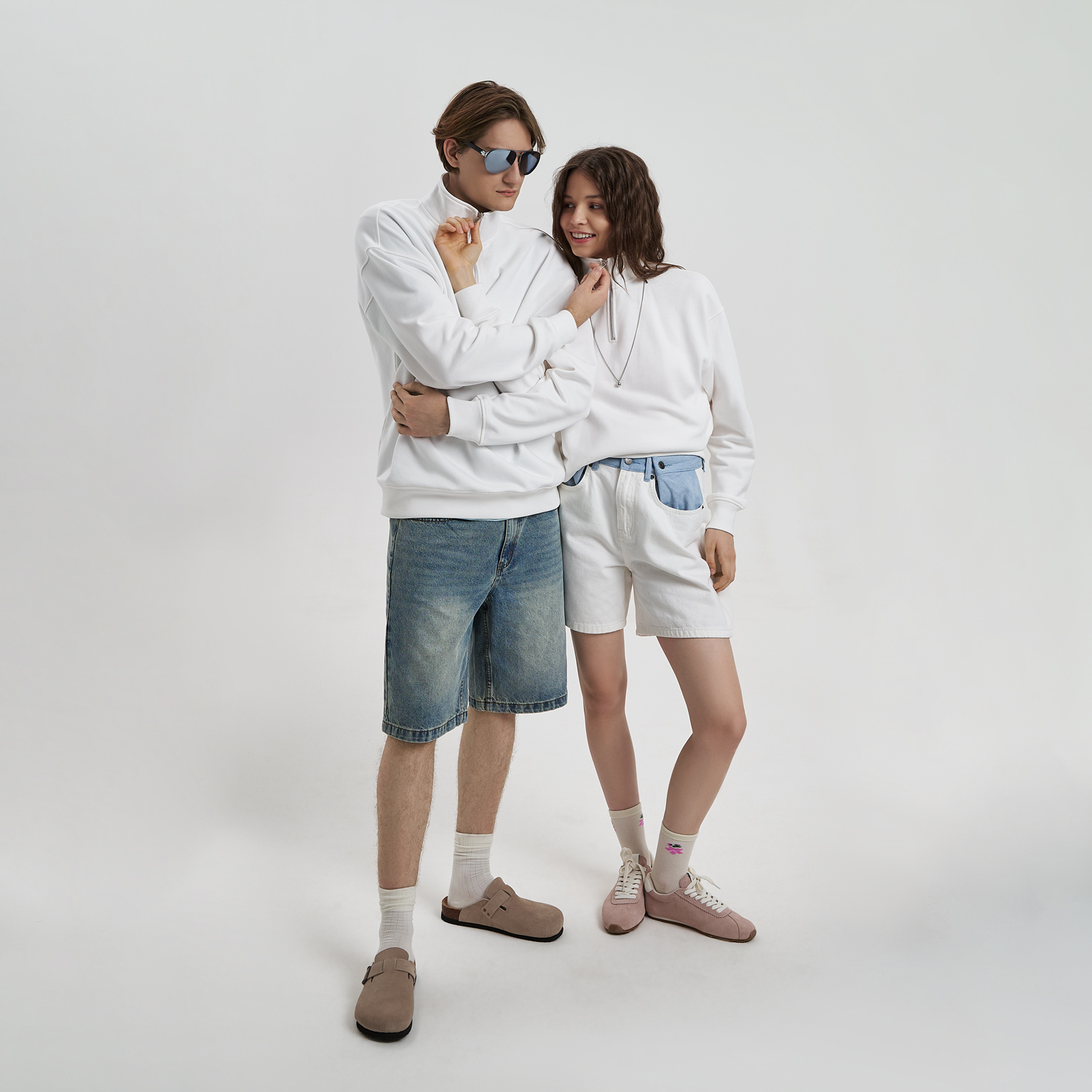 Толстовка на молнии унисекс Флоу (Flow), белая-11