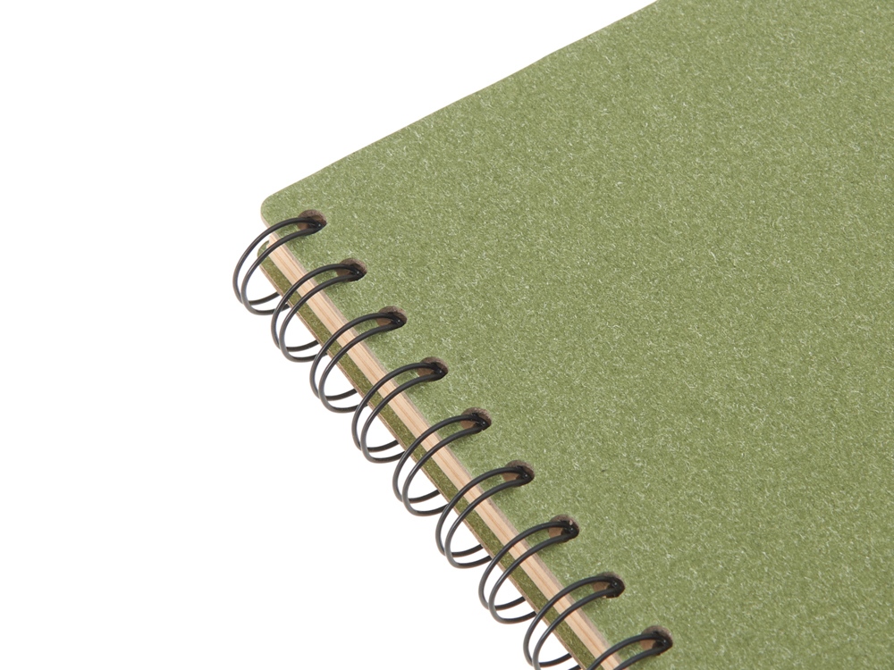Блокнот на спирали в картонной обложке с переработанной бумагой Mania, зеленый-3