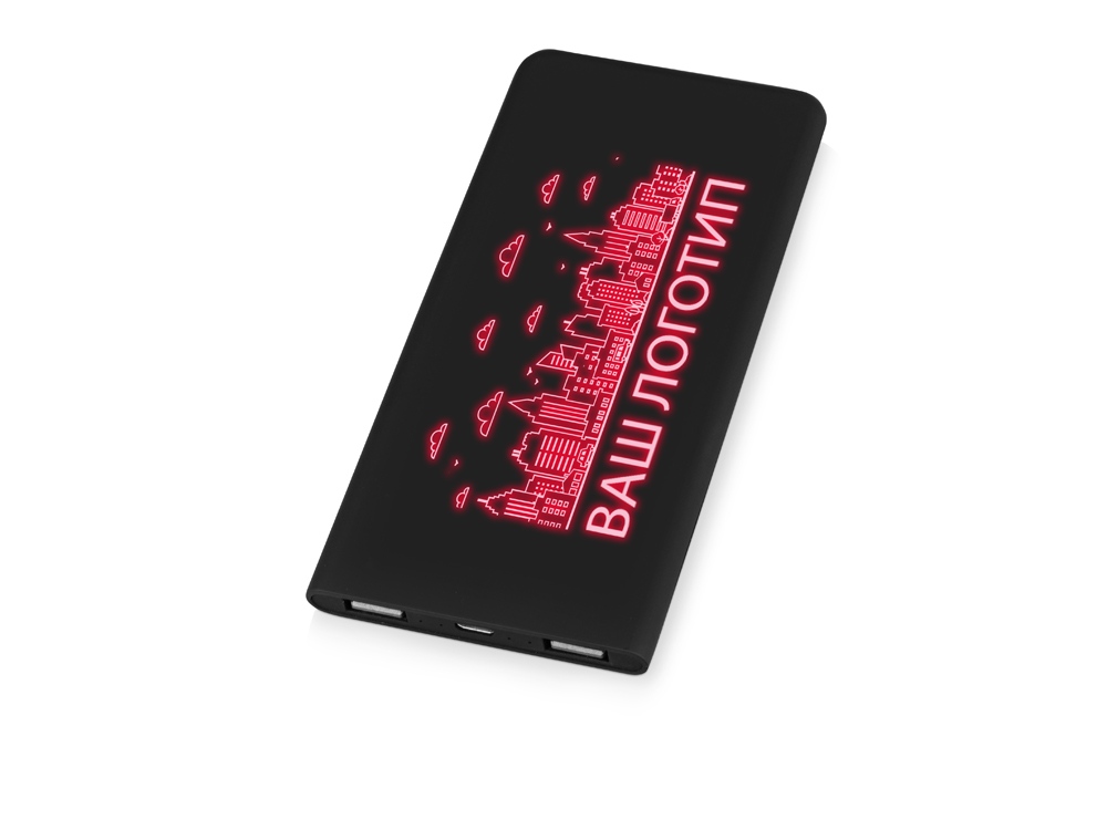 Портативное зарядное устройство с красной подсветкой логотипа Faros, soft-touch, 4000 mAh-0