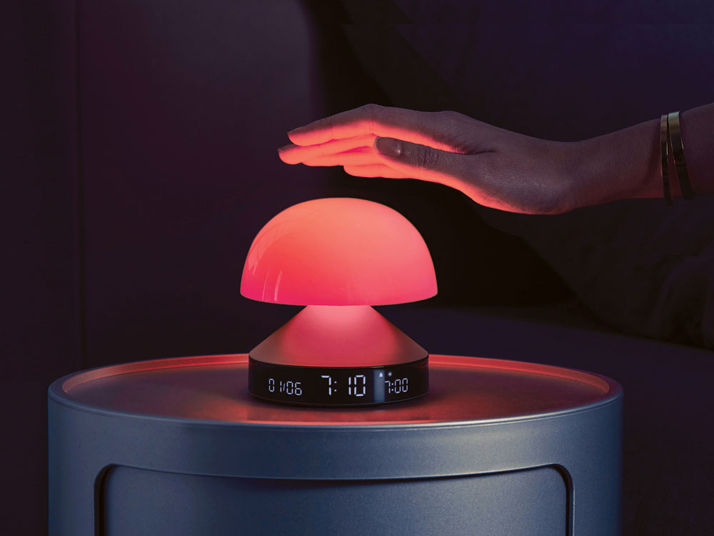 Светильник с часами и световым будильником Mina Sunrise, темно-серый-13