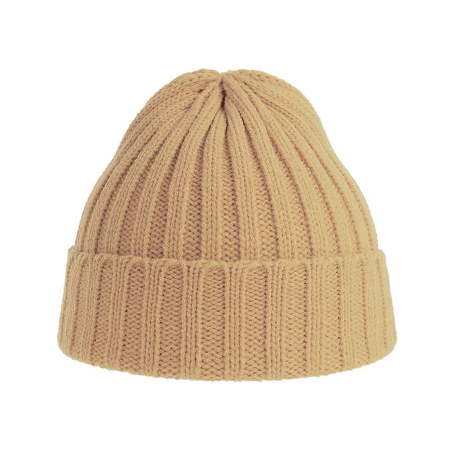 Шапка вязаная SHORE с отворотом из материала rPET/рециклированного полиэстера, бежевый-2