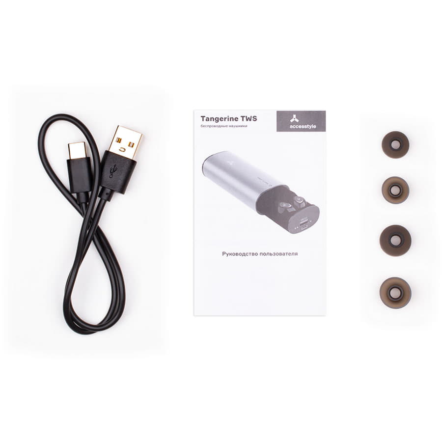 Беспроводные наушники с пауэрбанком 5000 мАч ACCESSTYLE TANGERINE TWS, серебристый, серебристый-7