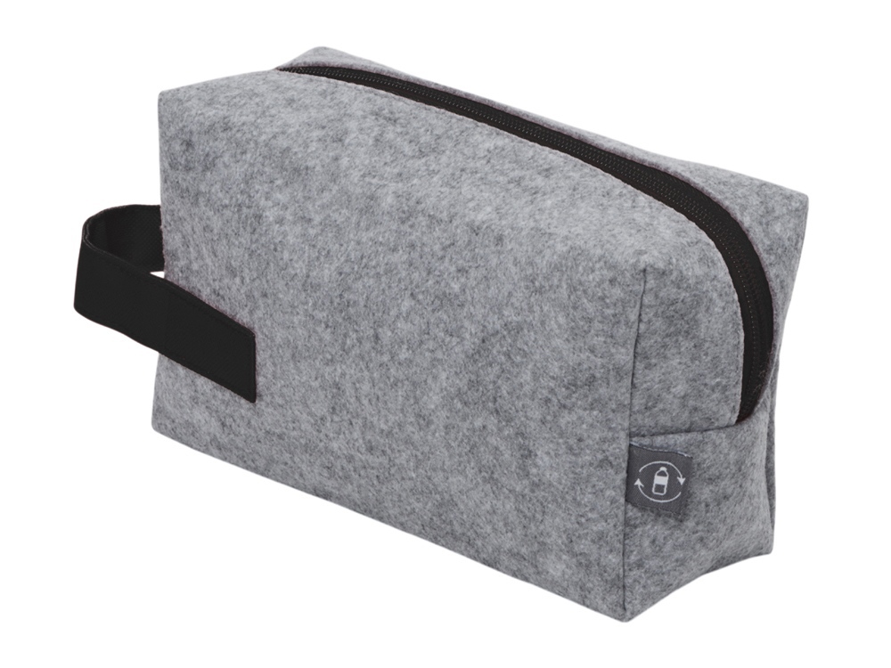 Органайзер для электроники и проводов Felt из RPET-фетра с ручкой, серый с черным-3