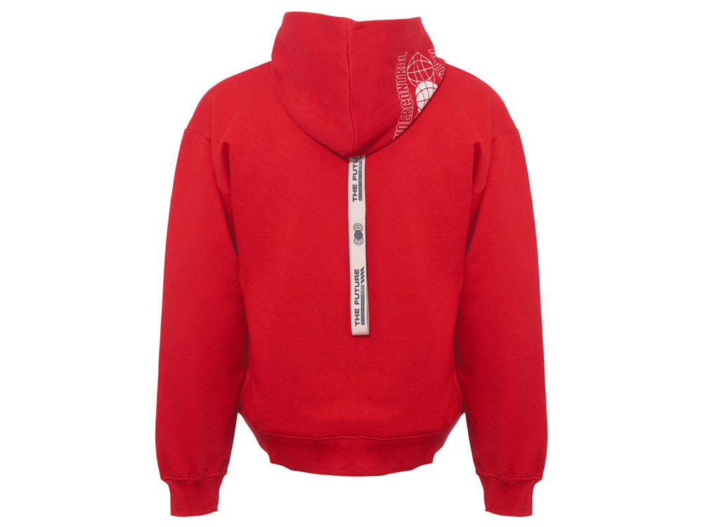 Толстовка оверсайз с капюшоном на молнии Monaco, красный, лейбл, бренд тайп и термотрансфер-1