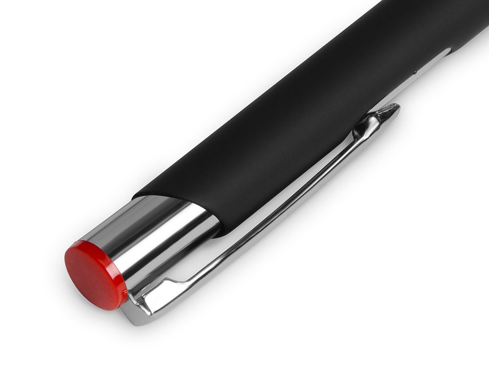 Ручка металлическая шариковая Legend Mirror Gum софт-тач с цветным слоем, черный / красный-2