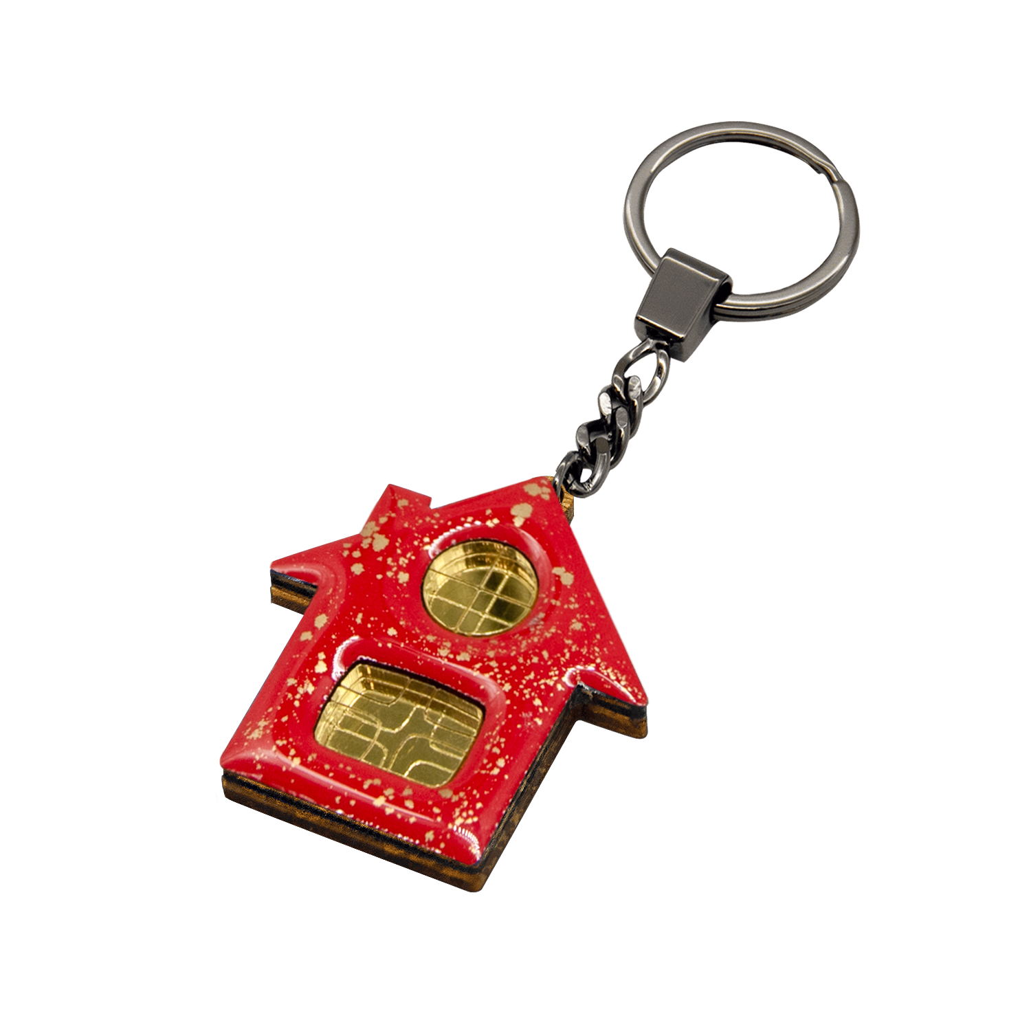 Брелок-обвес Дом (красный с золотом)-2
