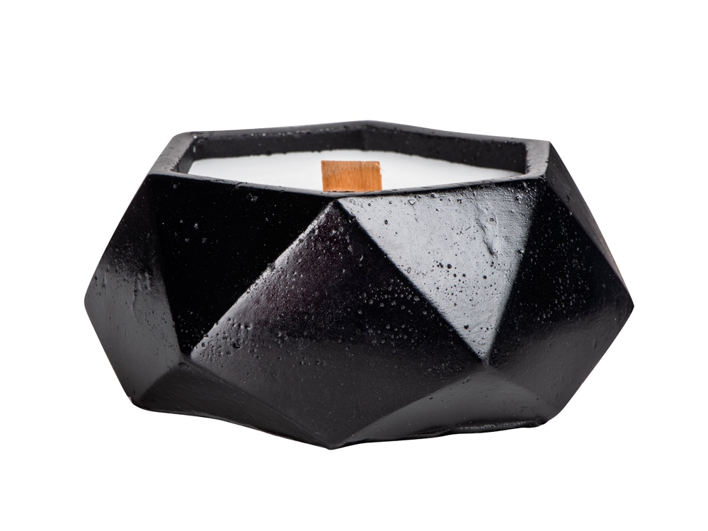 Свеча в декоративном стакане Geometry, черный-2