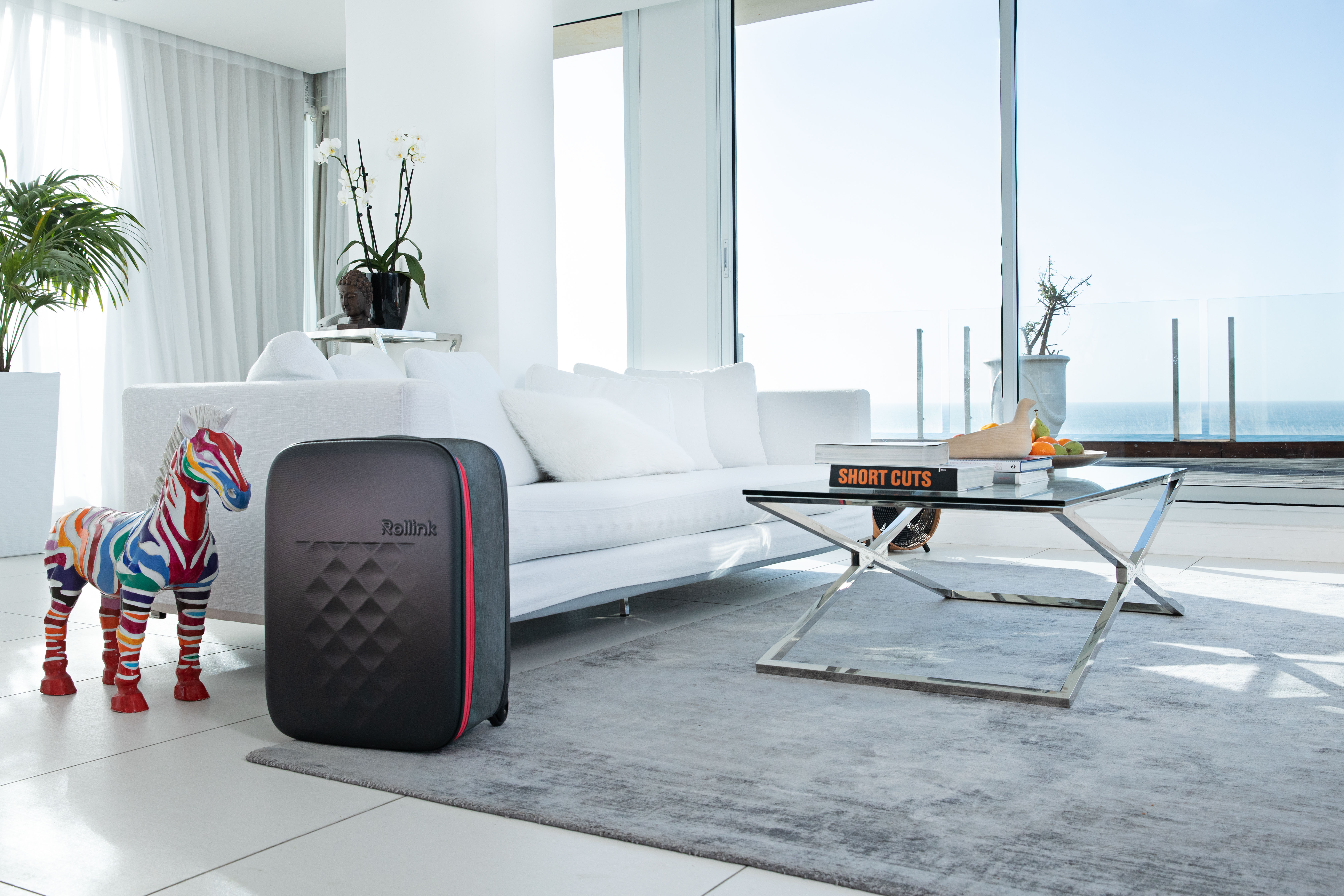 Чемодан складной Rollink Earth 55x40x20 см, 2 колеса, черный/красный-20