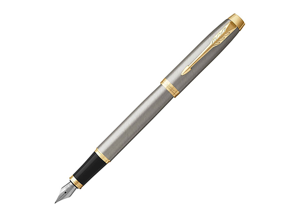 Перьевая ручка Parker IM Metal Brushed Metal GT, перо: F, цвет чернил: blue-0