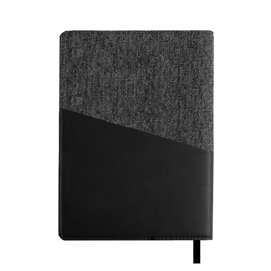 Ежедневник недатированный DENIM, черный, формат А5, блок в линейку, черный-3