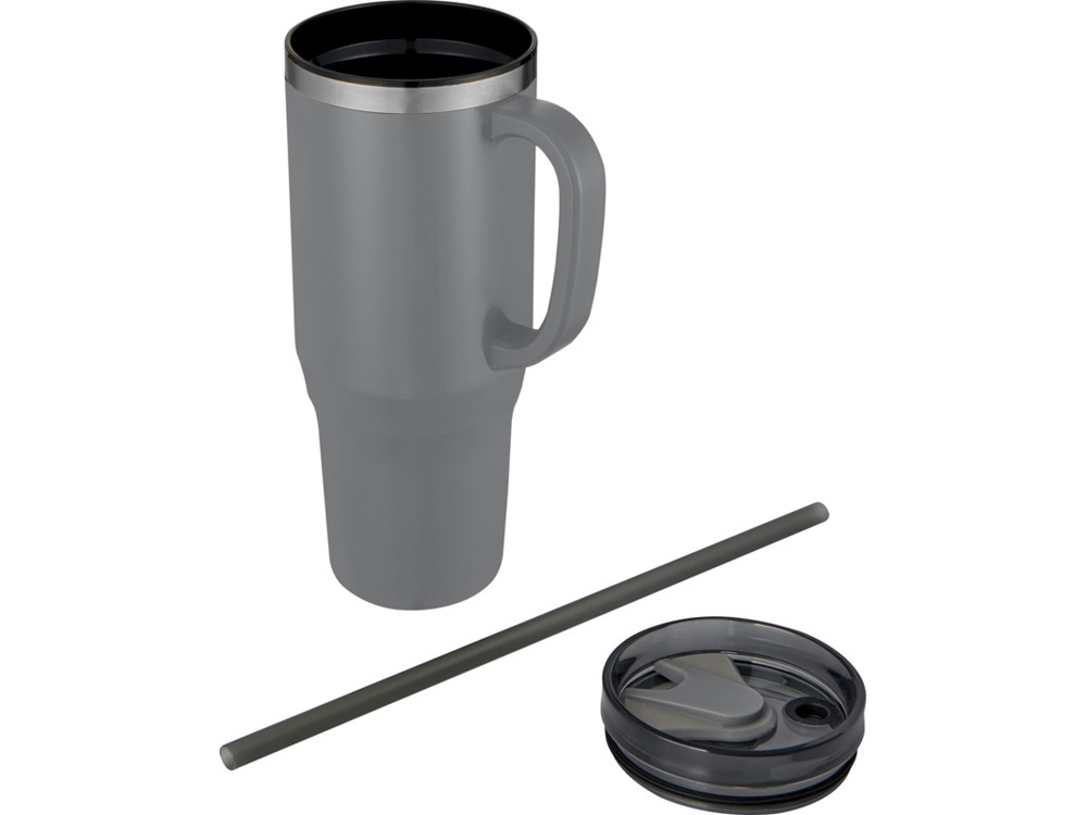 Melbourne кружка 1200 мл, сертифицированная согласно RCS, с соломинкой - Серый-2