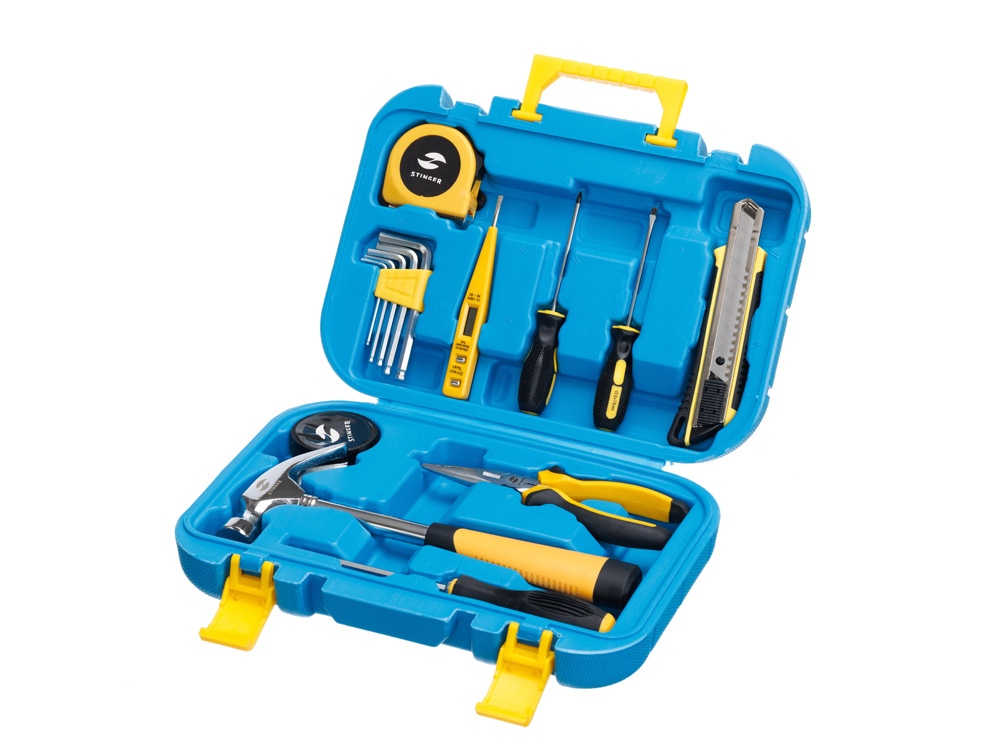 Набор инструментов Stinger, 15 инструментов, в пластиковом кейсе, 290х205x75 мм, синий-0