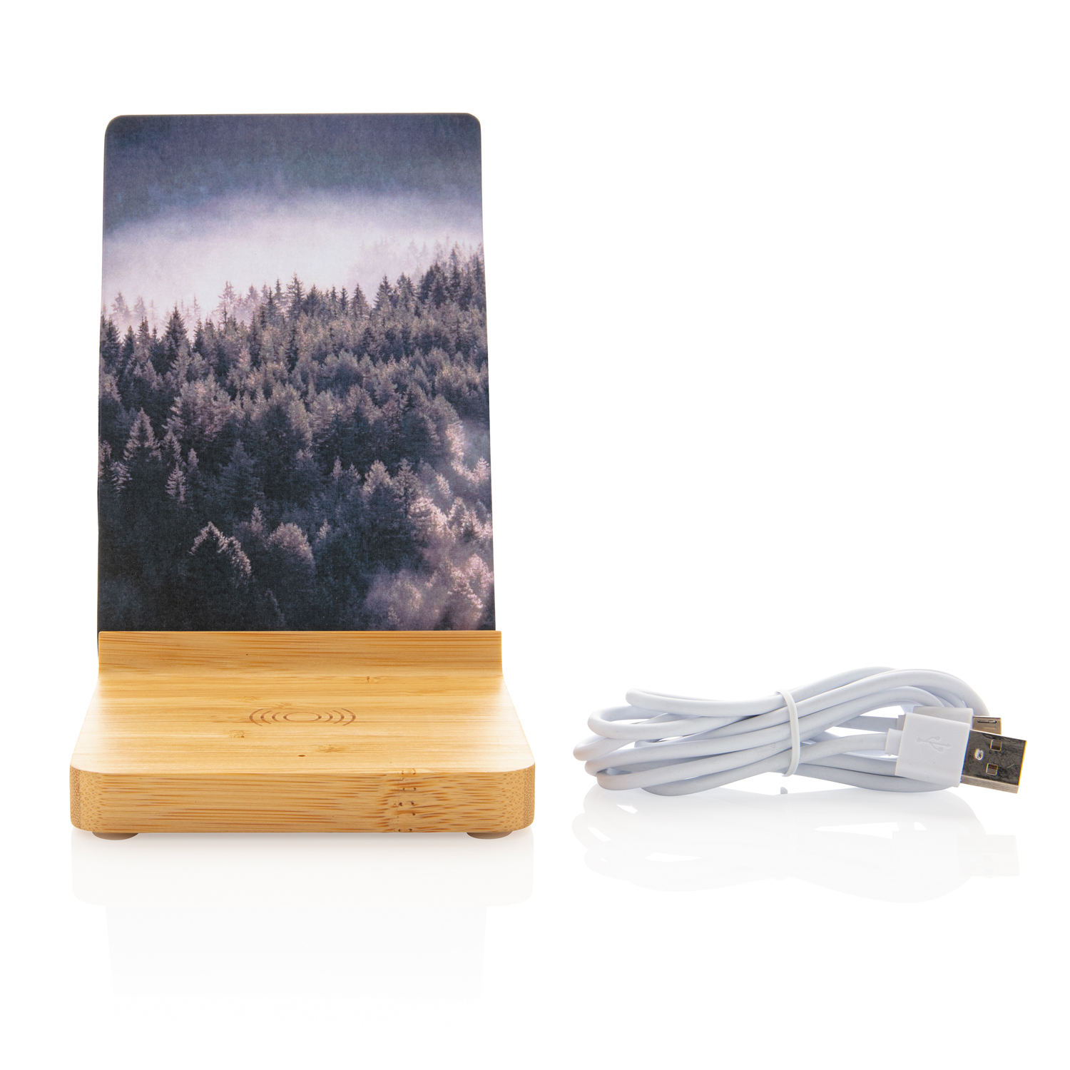 Док-станция для беспроводной зарядки с фоторамкой Bamboo, 5 Вт-4