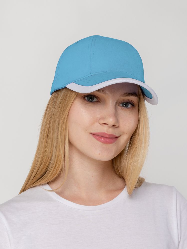 Бейсболка Honor, голубая с белым кантом-3