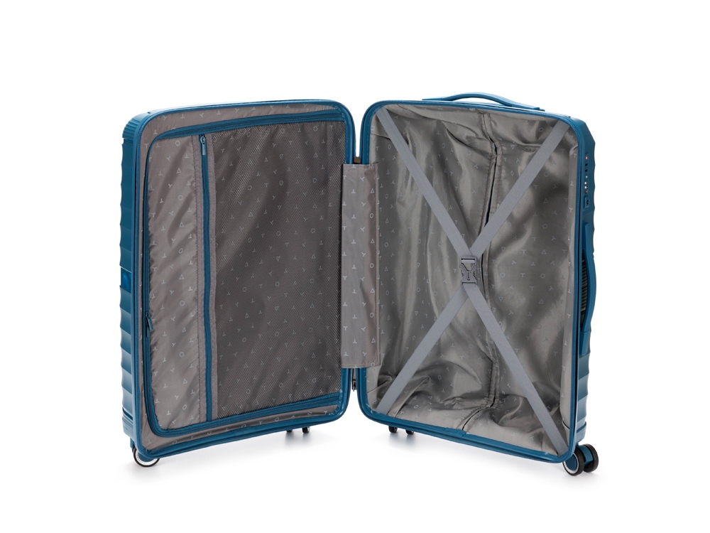 Чемодан TORBER Nevo, синий, полипропилен, 45 х 26 х 66 см, 66 л-1