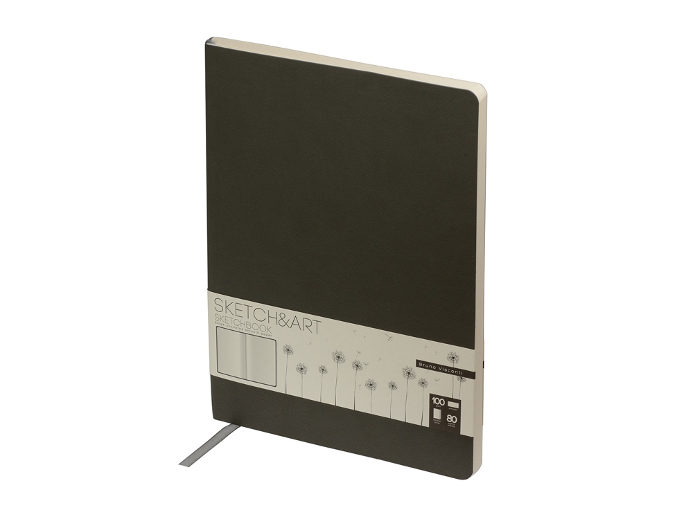 Скетчбук Sketch & Art в мягком переплете 179х250 мм, 80 л. бежевой бумаги 100 гр., серый-0