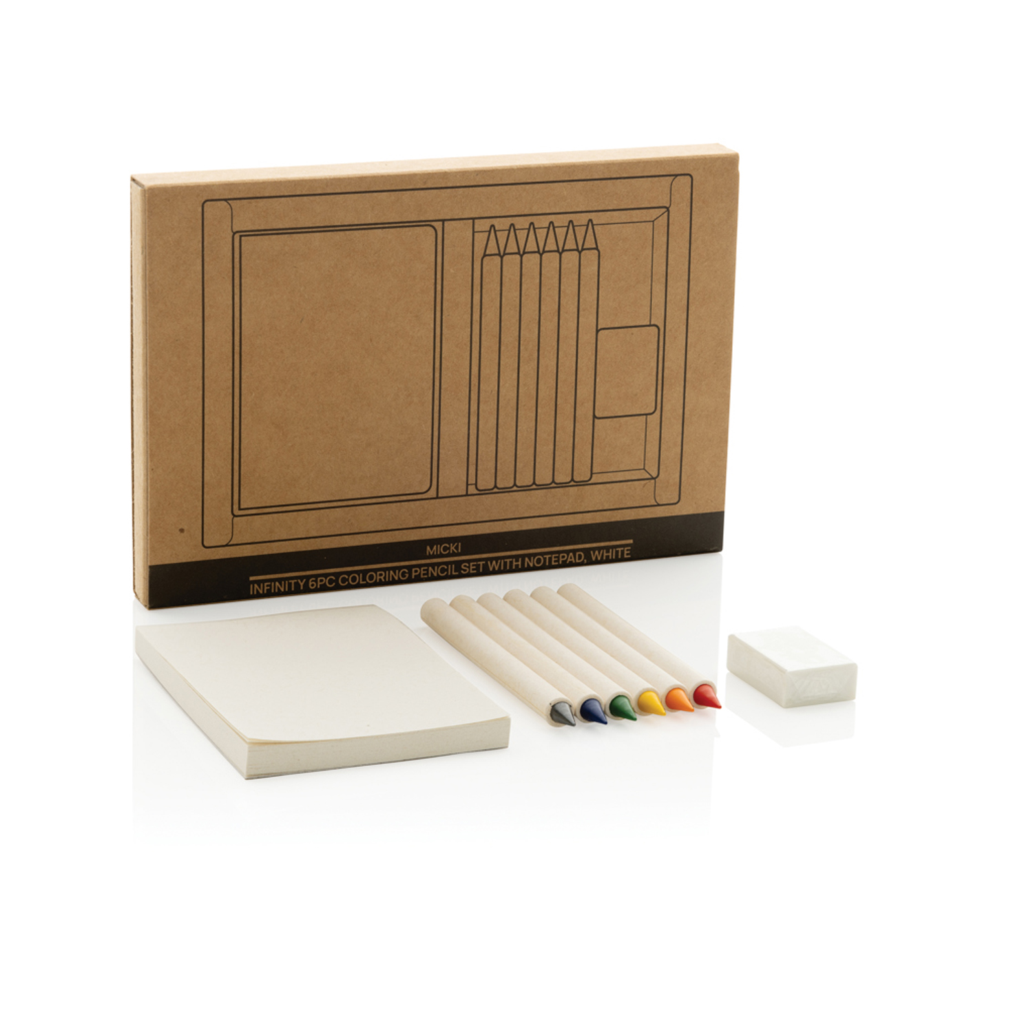 Набор вечных цветных карандашей Micki Infinity GRS с блокнотом и ластиком-3