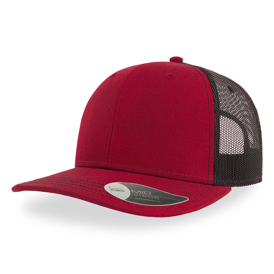 Бейсболка SONIC, 6 клиньев, пластиковая застежка, бордовый, черный-0