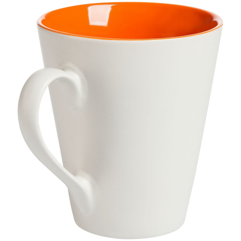 Кружка New Bell матовая, белая с оранжевым-1