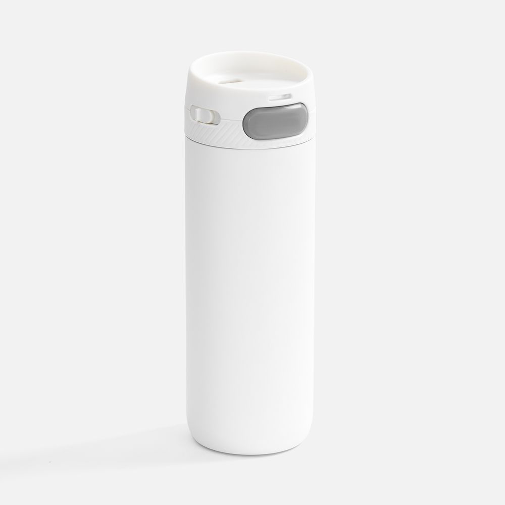 Термостакан X1 с цветной кнопкой, белый с серым-0