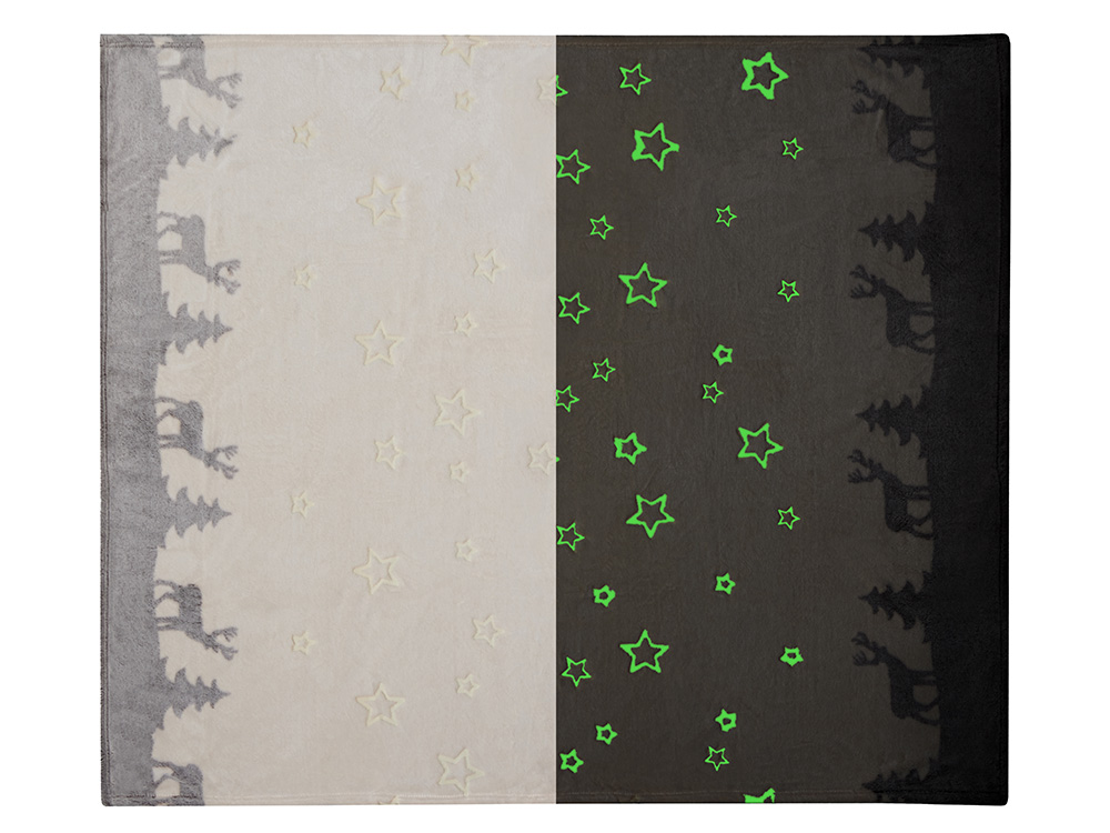 Плед из флиса Новогодний светящийся, бежевый-1