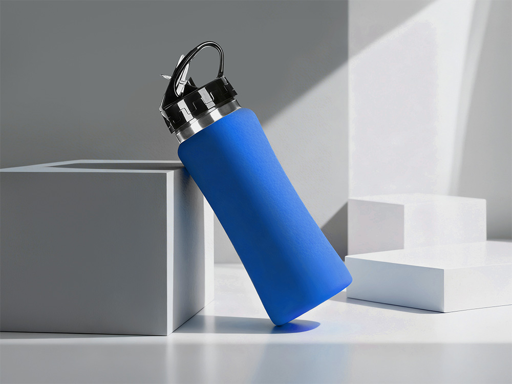Бутылка для воды Bottle C1, сталь, soft touch, 600 мл, синий-0