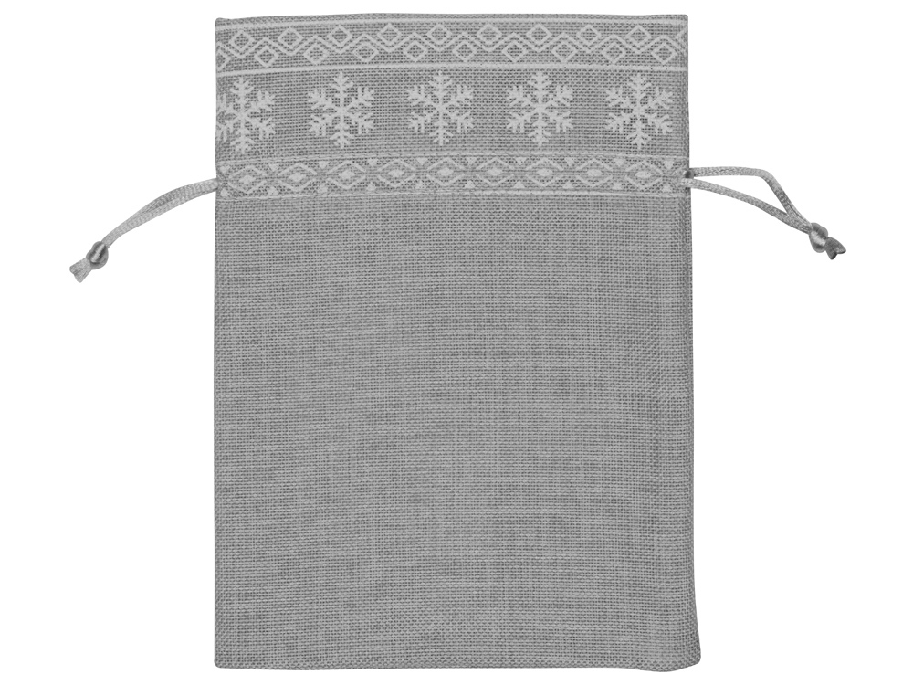 Мешочек подарочный новогодний, хлопок, средний, серый-1