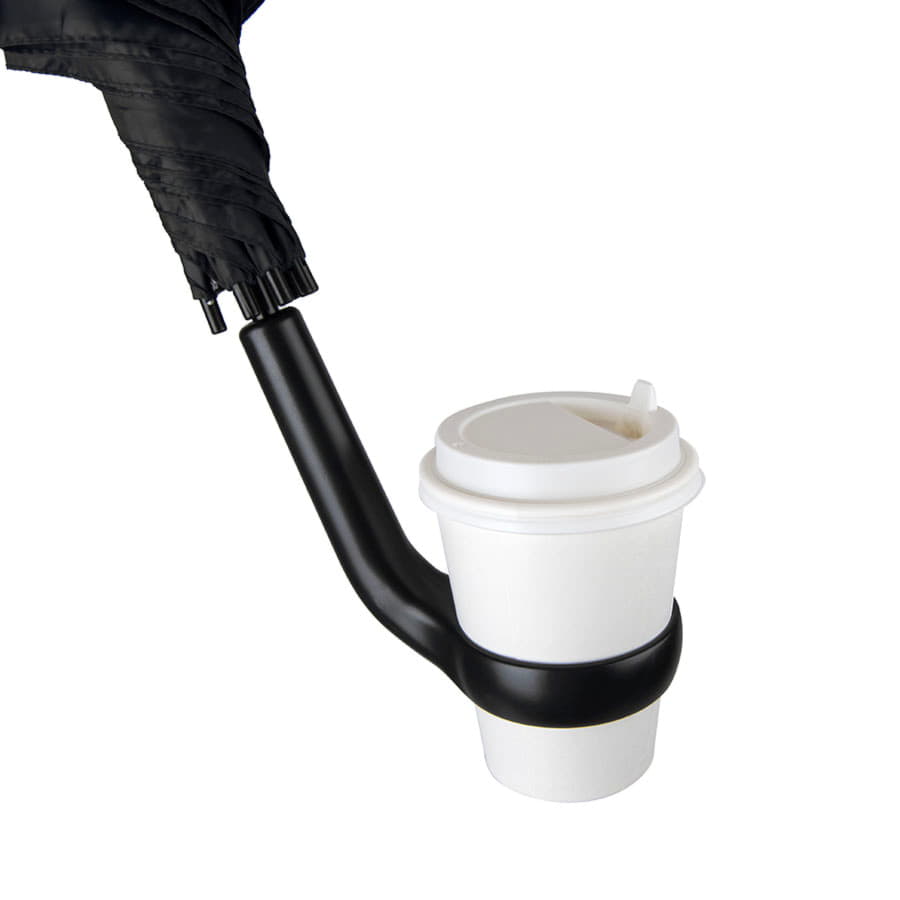 Зонт-трость LIVERPOOL с ручкой-держателем, полуавтомат, черный-5