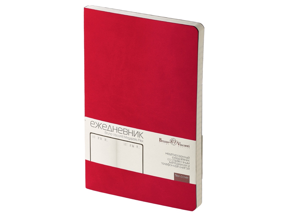 Ежедневник А5 недатированный Megapolis Velvet Flex, ярко-бордовый-0