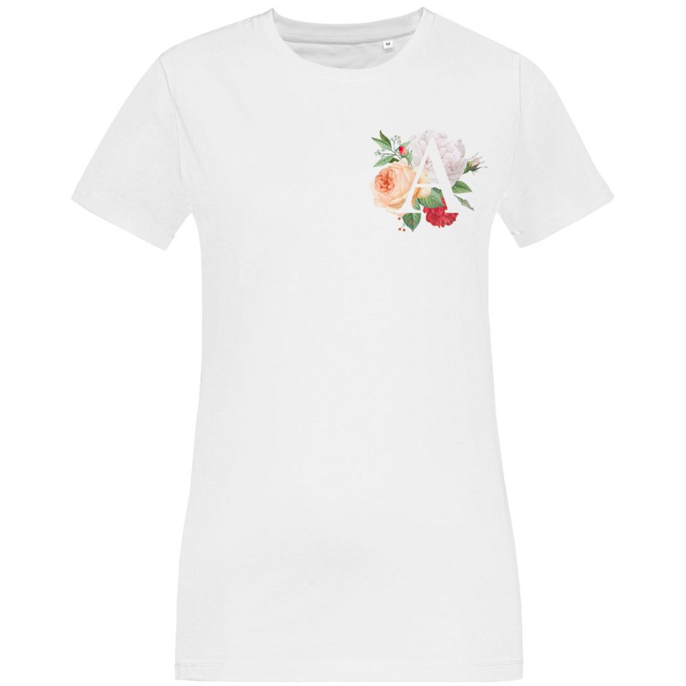Футболка женская «Цветочная азбука: А», белая-1
