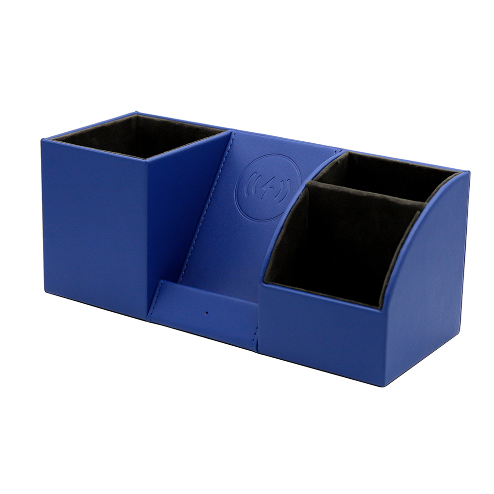 Настольный органайзер Boss c беспроводной зарядкой, Синий-2