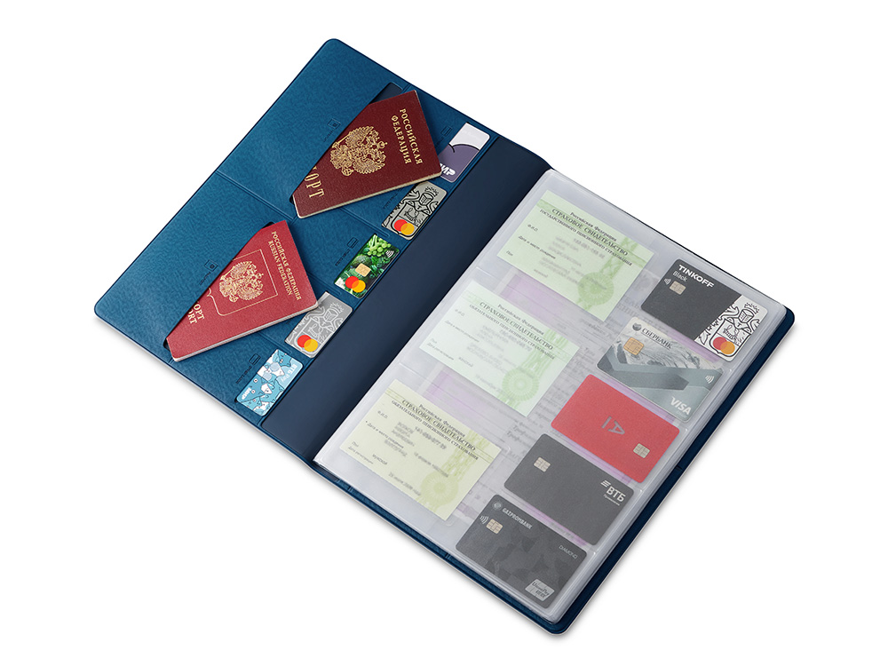 Органайзер Favor 2.0 для семейных документов на 4 комплекта документов, формат А4, синий-0