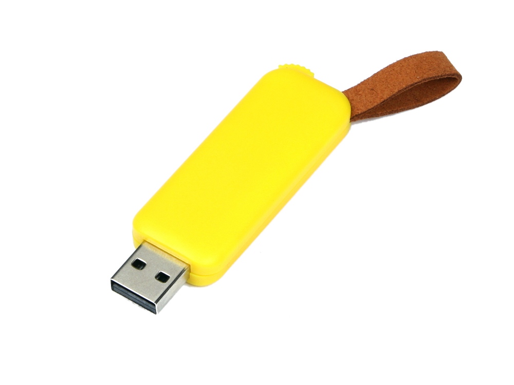 USB-флешка промо на 64 Гб прямоугольной формы, выдвижной механизм, желтый-0