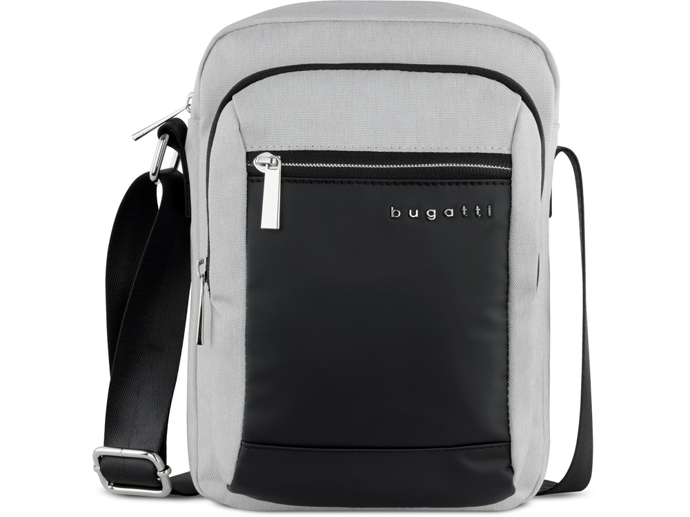 Сумка наплечная мужская BUGATTI Sera, светло-серая, полиэстер, 21х6х26,5 см, 2,5 л-1