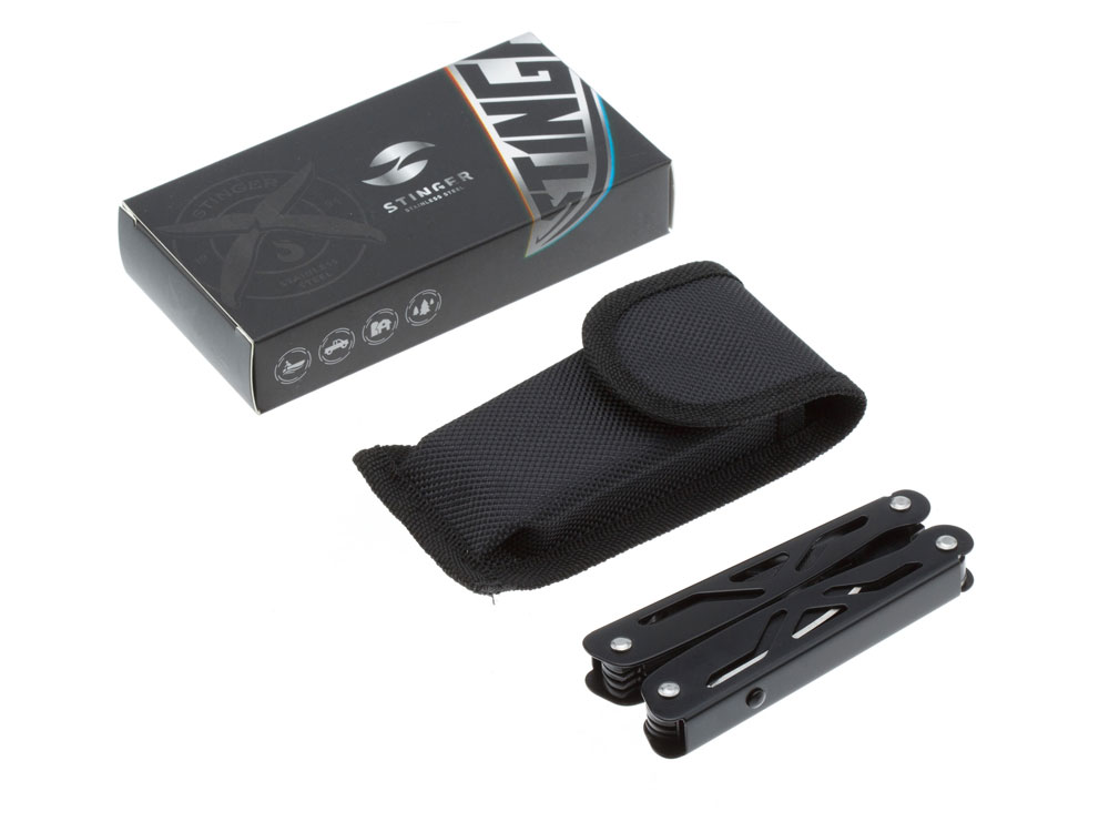 Мультитул Stinger, 100x35 мм, 12 функций, сталь/алюминий, чёрный, в комплекте нейлоновый чехол-4