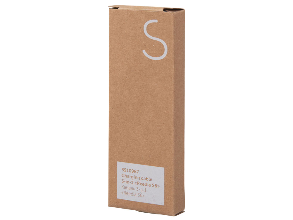 Кабель 3-в-1 с подсветкой лого Reedia S6, бамбук, черный-7