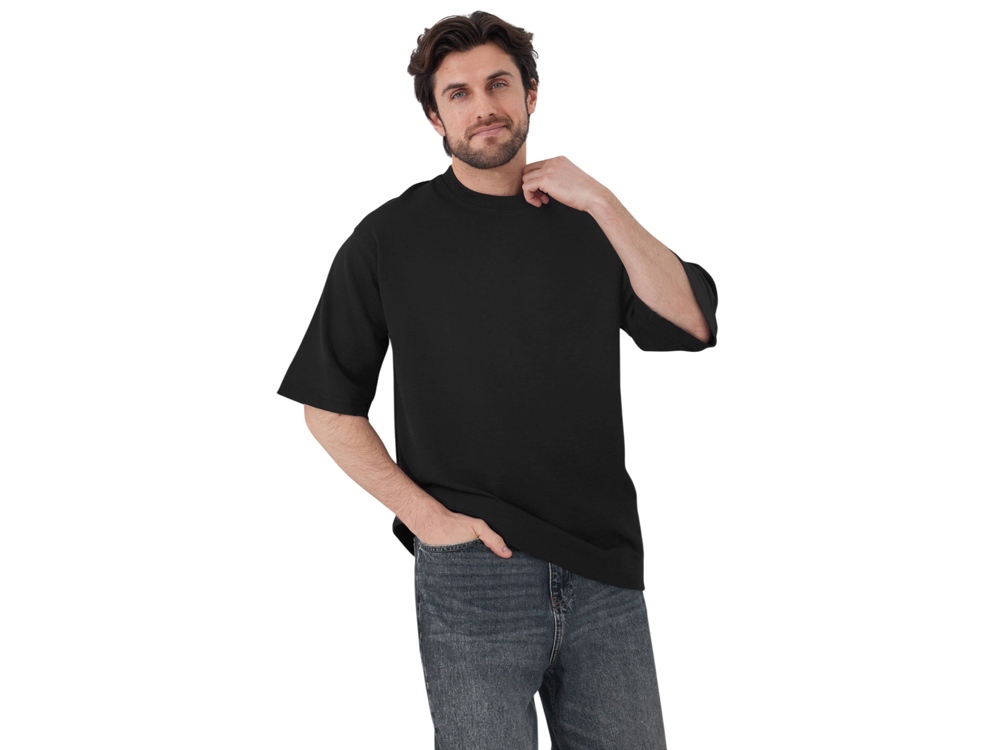 Футболка Kyoto из джерси 180 г/м2 с пич отделкой, унисекс, черный-2