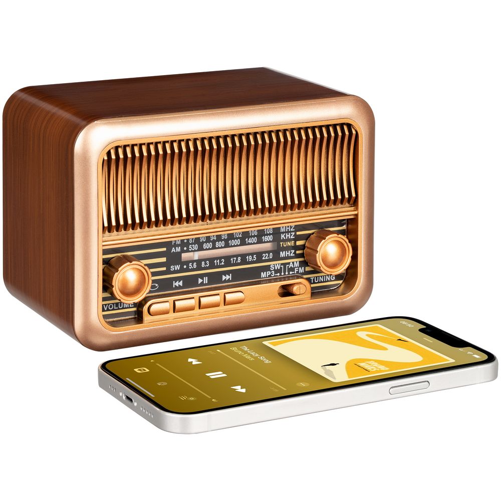 Bluetooth-колонка с радио Beatnik, коричневая-4