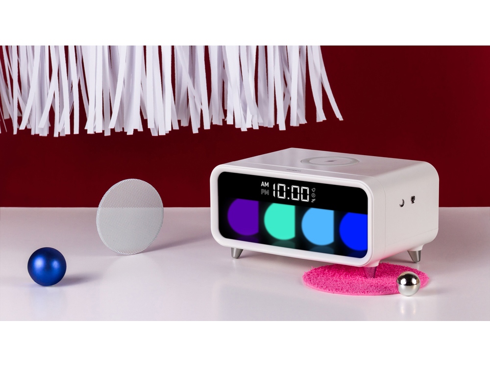 Часы с беспроводным зарядным устройством Rombica Timebox 1, белый-7