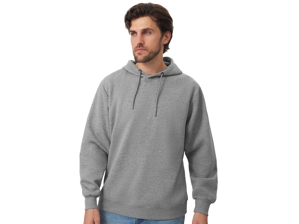 Толстовка с капюшоном оверсайз Lisbon унисекс, серый меланж-3