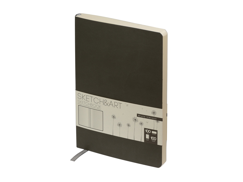 Скетчбук Sketch & Art в мягком переплете 140х210 мм, 100 л. бежевой бумаги 100 гр., серый-0