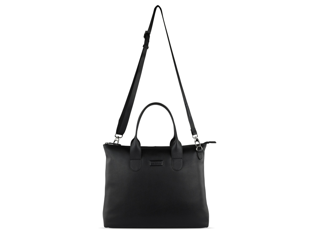 Сумка-шоппер BUGATTI Elsa, чёрная, воловья кожа/полиэстер, 46х11х31,5 см-2