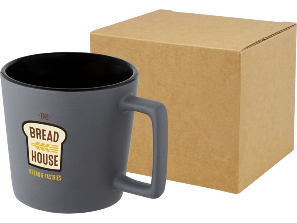 Cali Керамическая кружка объемом 370 мл с матовой отделкой - сплошной черный / Matted Grey-7